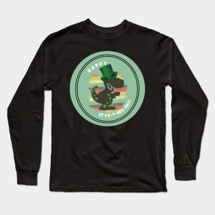 St Patricks Day Dinosaur Lover T Rex Green Clover Shamrock Design Long Sleeve T-Shirt